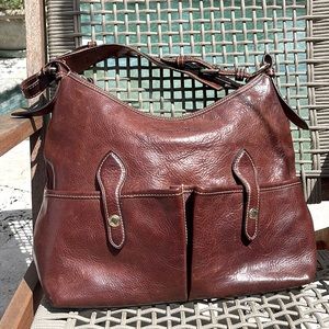 Brown Leather Dooney & Bourke Florentine Vacchetta ‘Lucy’ boho shoulder bag